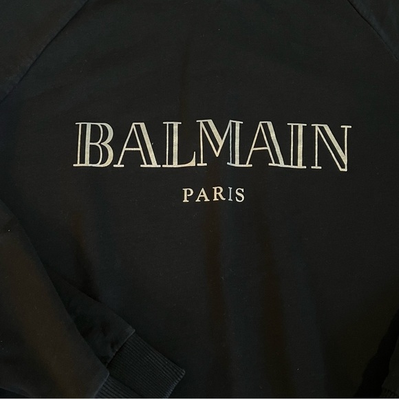 BALMAIN Crewneck Silver Logo Sweater. Sweatshirt. Size 38 (XS-S) black - Picture 6 of 9